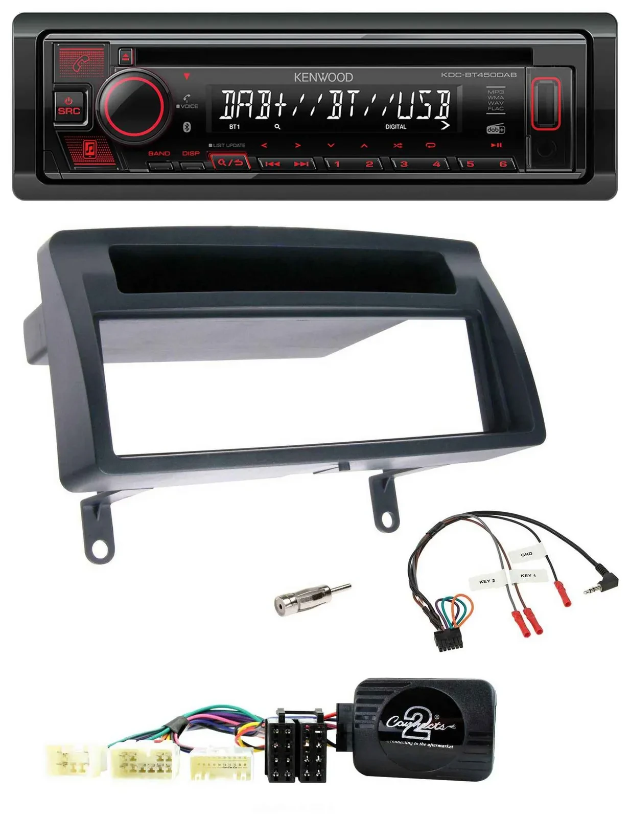 Автомагнитола для Toyota Corolla E12 2001–2007 Kenwood CD USB Bluetooth DAB с поддержкой кнопок на руле