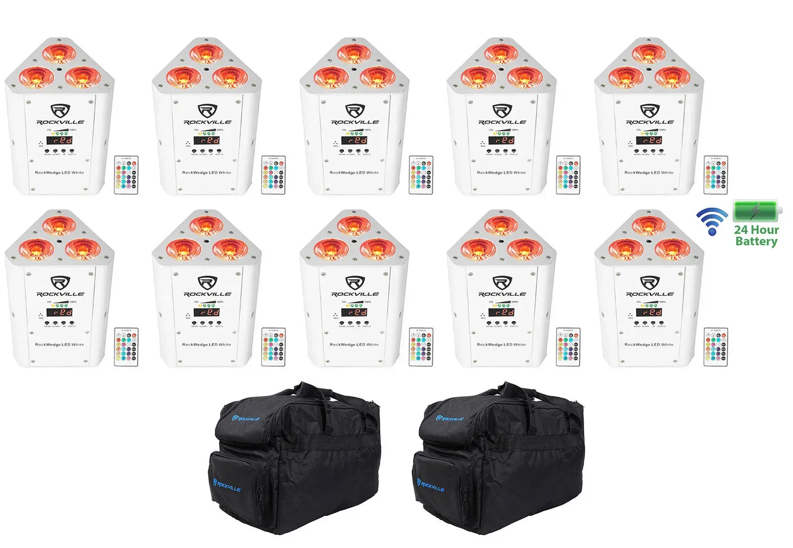 Светодиодный прибор Rockville RockWedge LED White с DMX-контроллером (10 штук)
