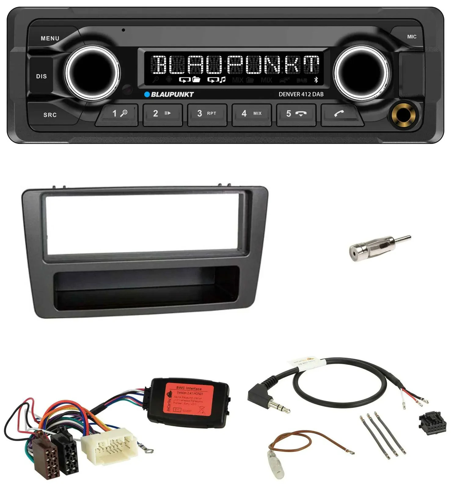 Blaupunkt Bluetooth DAB Lenkrad USB Autoradio für Honda Civic 01-03 schwarz