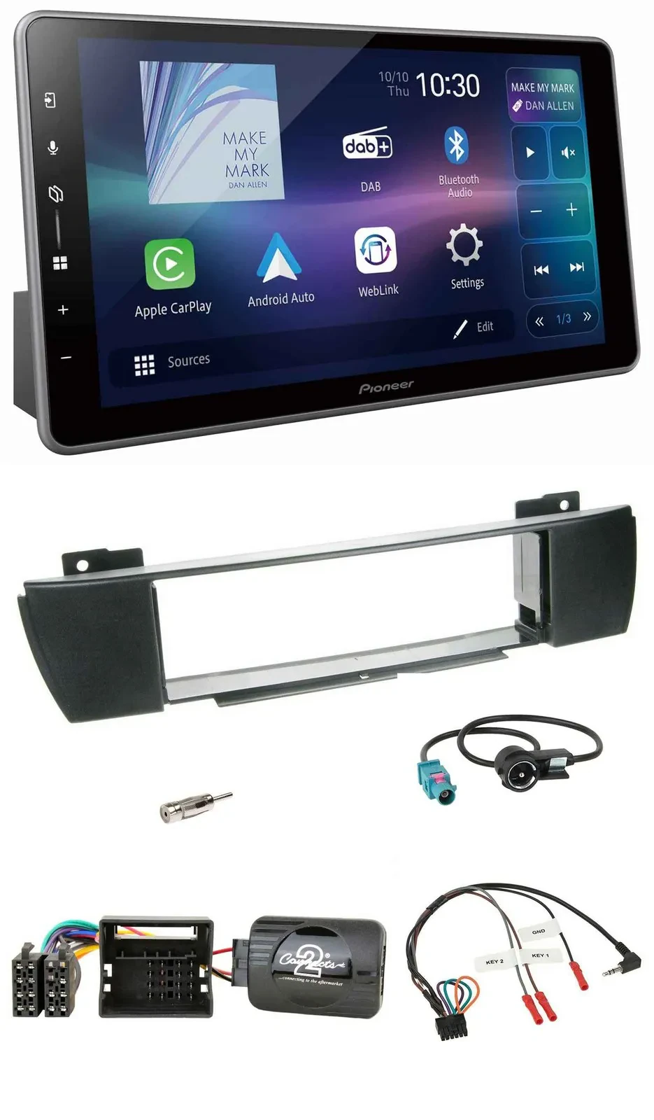 Pioneer Bluetooth USB DAB Lenkrad Autoradio für BMW X3 E83 2004-2010 mittig