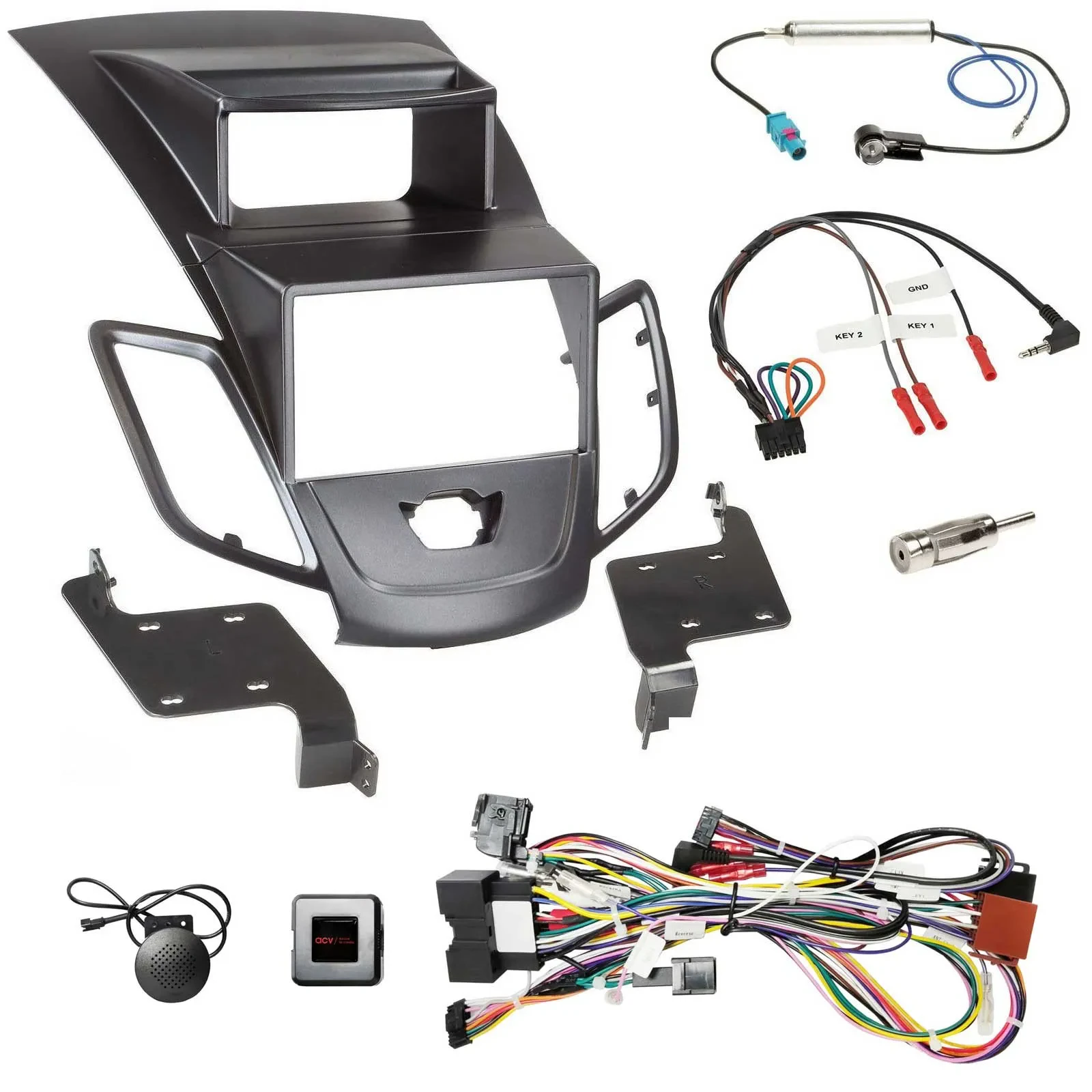 Einbauset Lenkradadapter Doppel DIN Autoradio für Ford Fiesta Display 2008-10 sc