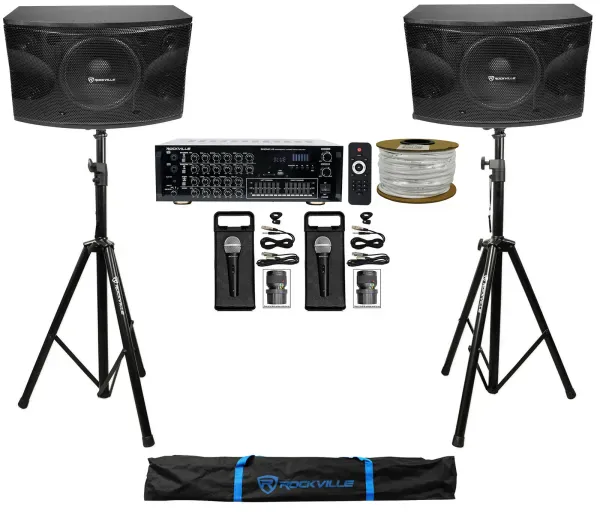 Rockville Karaoke Machine System w/ Pair 12" Speakers+Powered Mixer w/Bluetooth