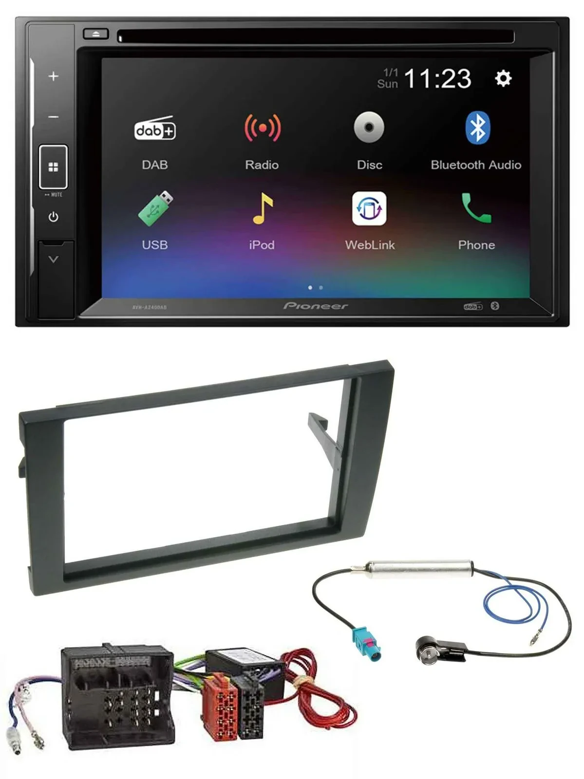Автомагнитола Pioneer 2DIN Bluetooth USB MP3 DAB DVD для Audi A4 B7 2004–2008