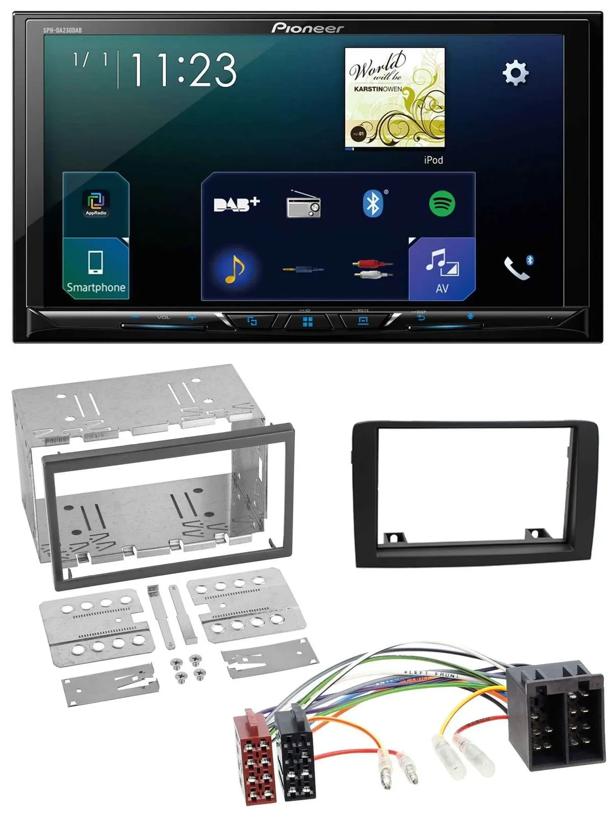 Pioneer MP3 Bluetooth USB 2DIN DAB Autoradio für Fiat Idea ab 05 schwarz