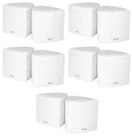 (10) Rockville Cube 70v White 3.5" Commercial Wall Mount Restaurant/Bar Speakers