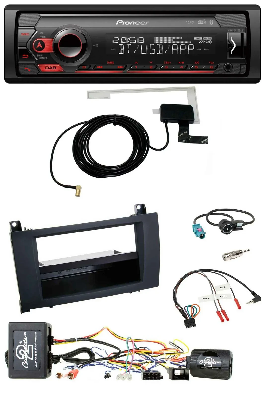 Автомагнитола Pioneer DAB, USB, Bluetooth для Mercedes SLK R171 (2004–2011), поддержка управления на руле, для активной системы
