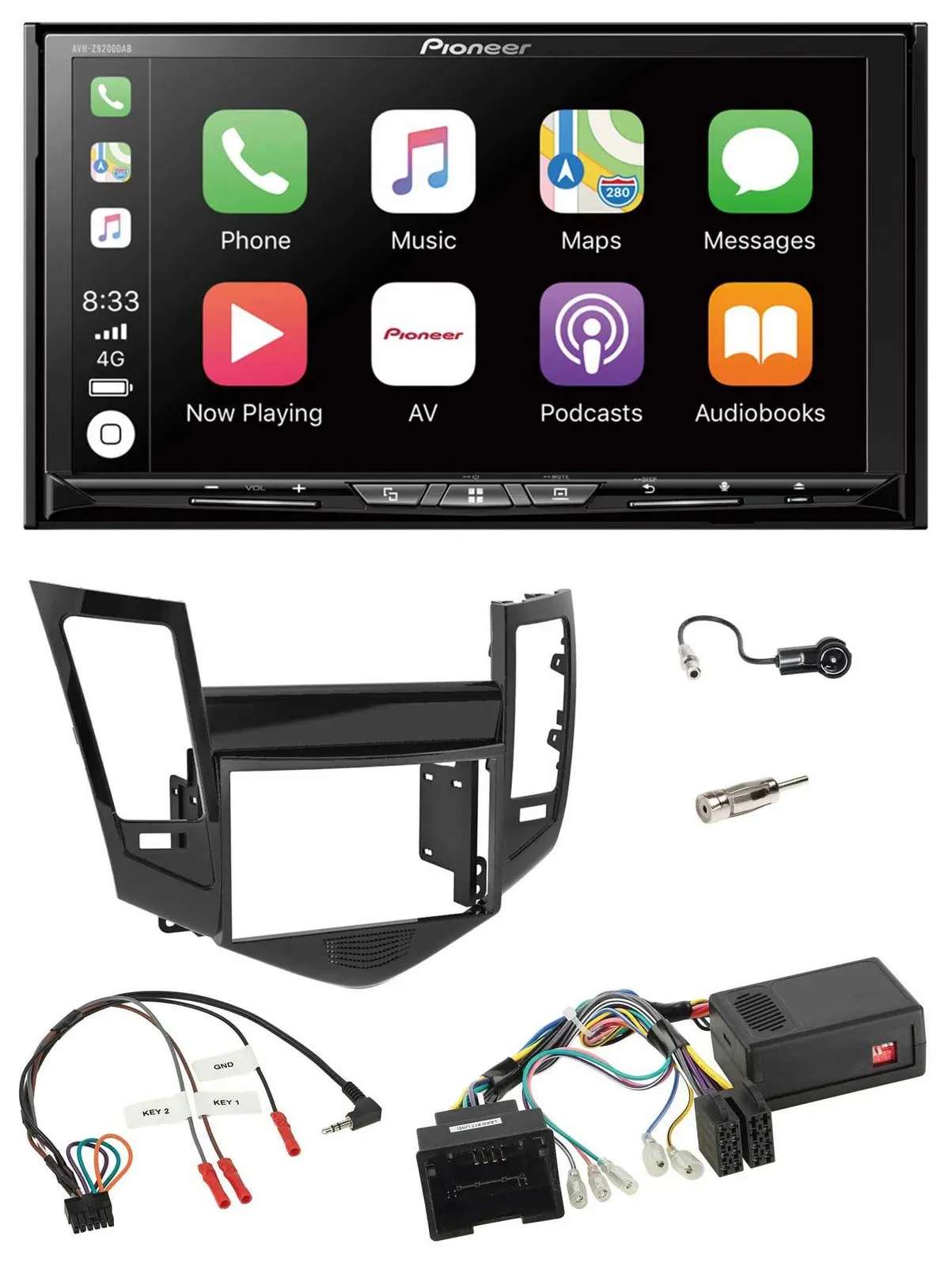 Pioneer 2DIN Lenkrad USB DAB DVD Bluetooth Autoradio für Chevrolet Cruze 05/2009