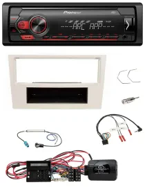 Pioneer DAB 1DIN MP3 Lenkrad USB Autoradio für Opel Corsa D perl-weiss 09-14