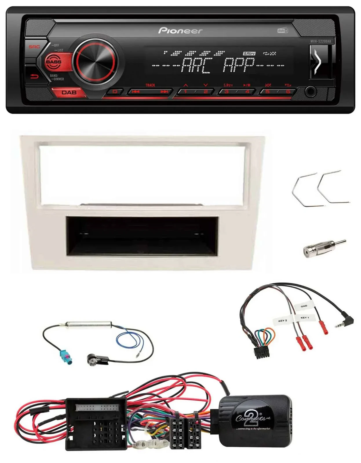 Pioneer DAB 1DIN MP3 Lenkrad USB Autoradio für Opel Corsa D perl-weiss 09-14
