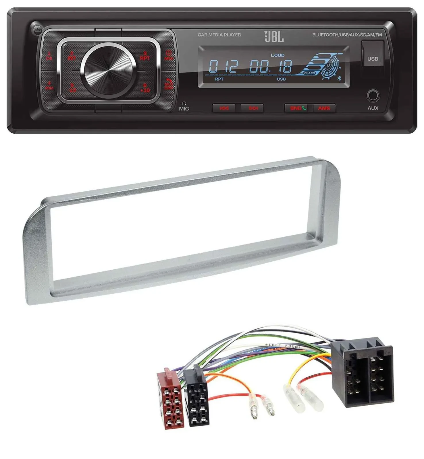 JBL SD AUX MP3 USB Bluetooth Autoradio für Alfa Romeo 147, GT - silbergrau