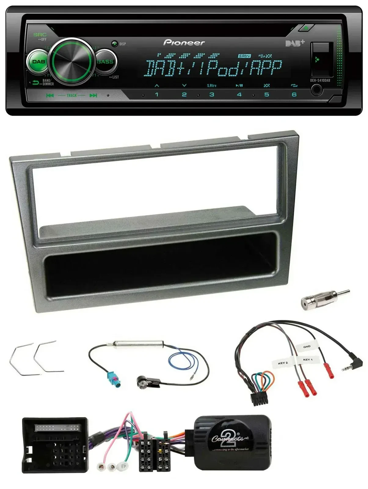 Автомобильная магнитола Pioneer USB/MP3/DAB/CD для Opel Corsa C (2004–2006) алюминий
