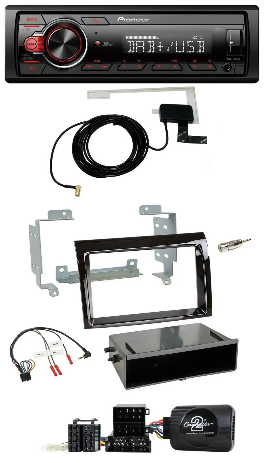 Pioneer 1DIN MP3 DAB USB Lenkrad Autoradio für Fiat Ducato 2006-2008 piano