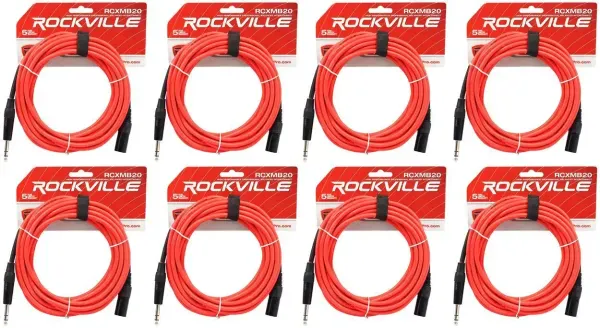 Коммутационный кабель Rockville RCXMB20-R Red 6.1 м (8 штук)