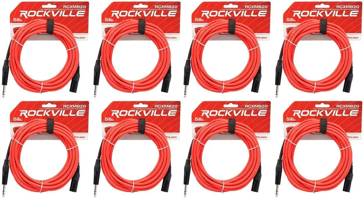 Коммутационный кабель Rockville RCXMB20-R Red 6.1 м (8 штук)