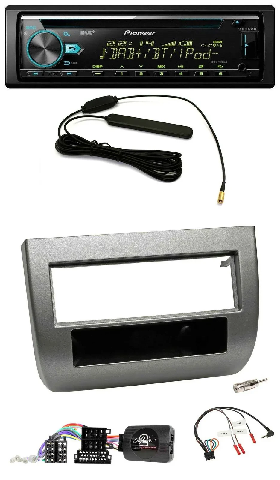 Автомагнитола для Lancia Y (2005–2011) Pioneer CD/MP3, DAB, USB, тёмно-серебристый металлик