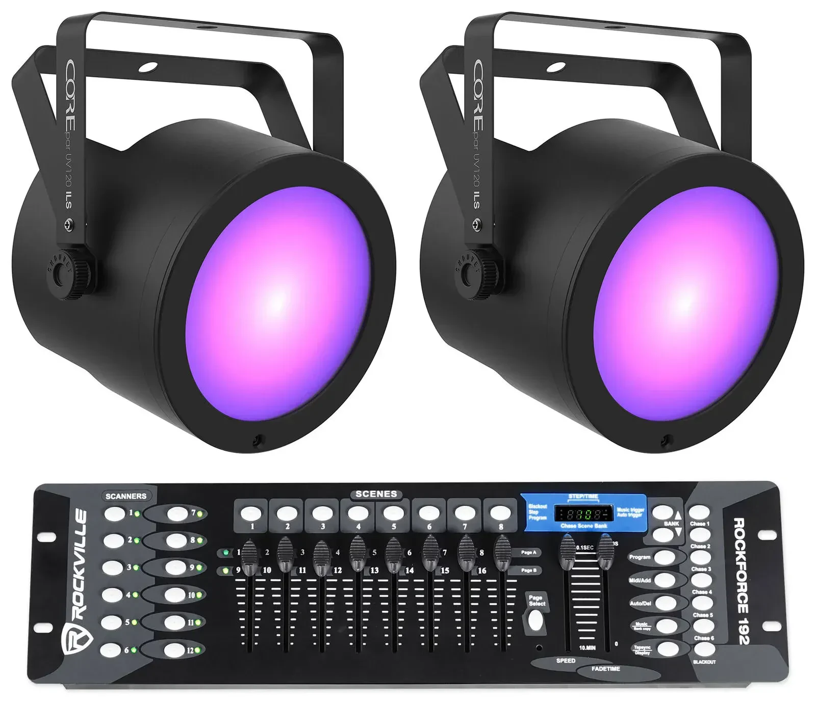 Ультрафиолетовый светильник Chauvet DJ COREpar UV 120 ILS UV COB LED D-Fi USB с DMX-пультом (пара)