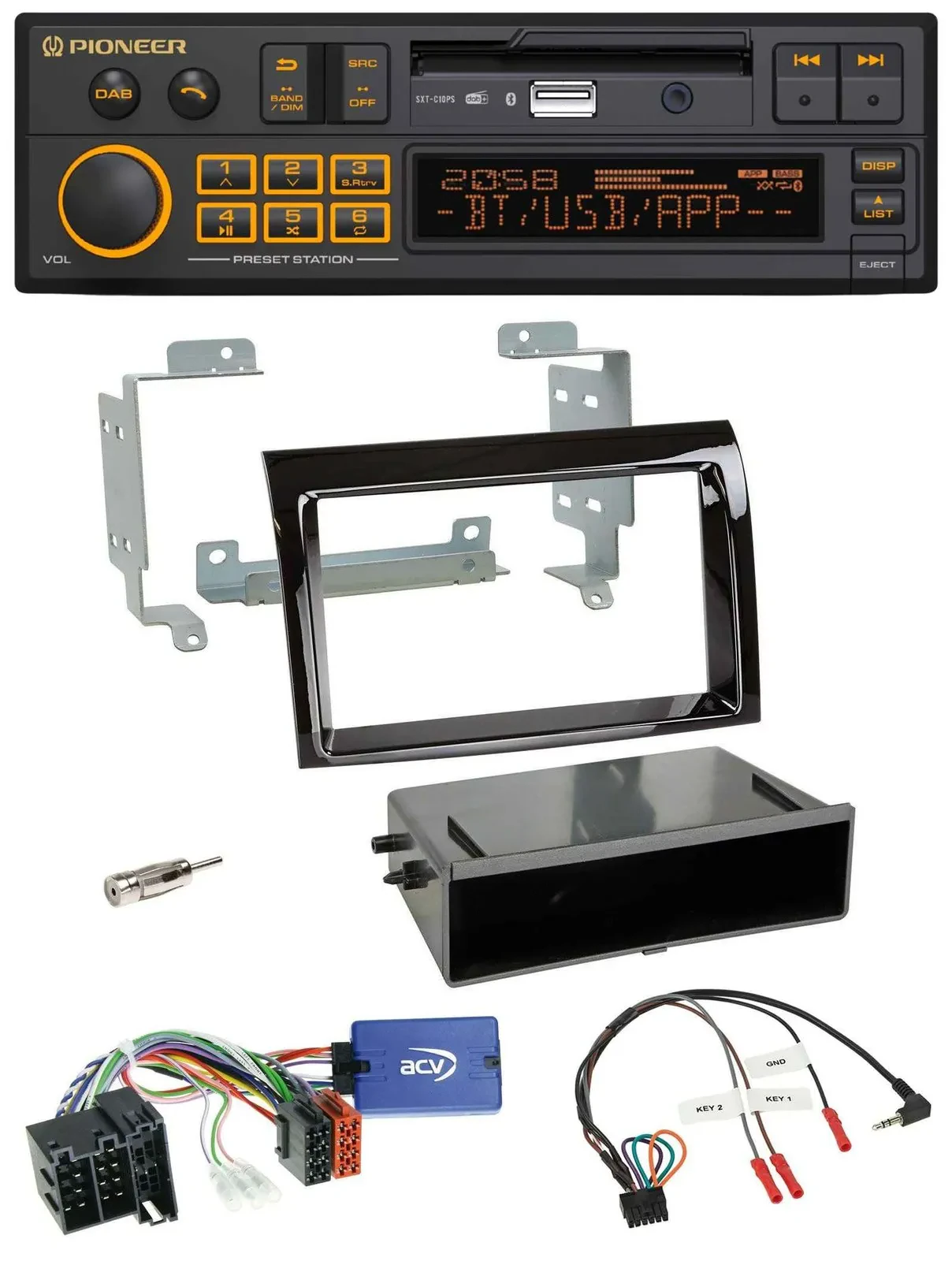 Автомагнитола для Fiat Ducato 2008–2011 Pioneer DAB, USB, Bluetooth, совместима с управлением на руле