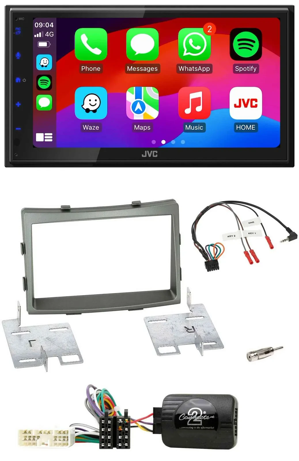 JVC Bluetooth 2DIN Lenkrad DAB USB Autoradio für SSangYong Rodius ab 2013