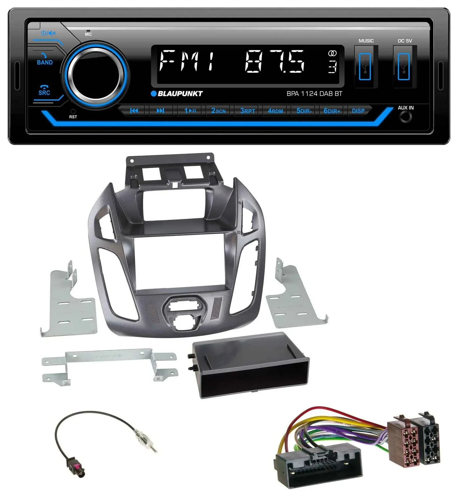 Blaupunkt Bluetooth USB DAB MP3 Autoradio für Ford Transit Connect 12-18 Display