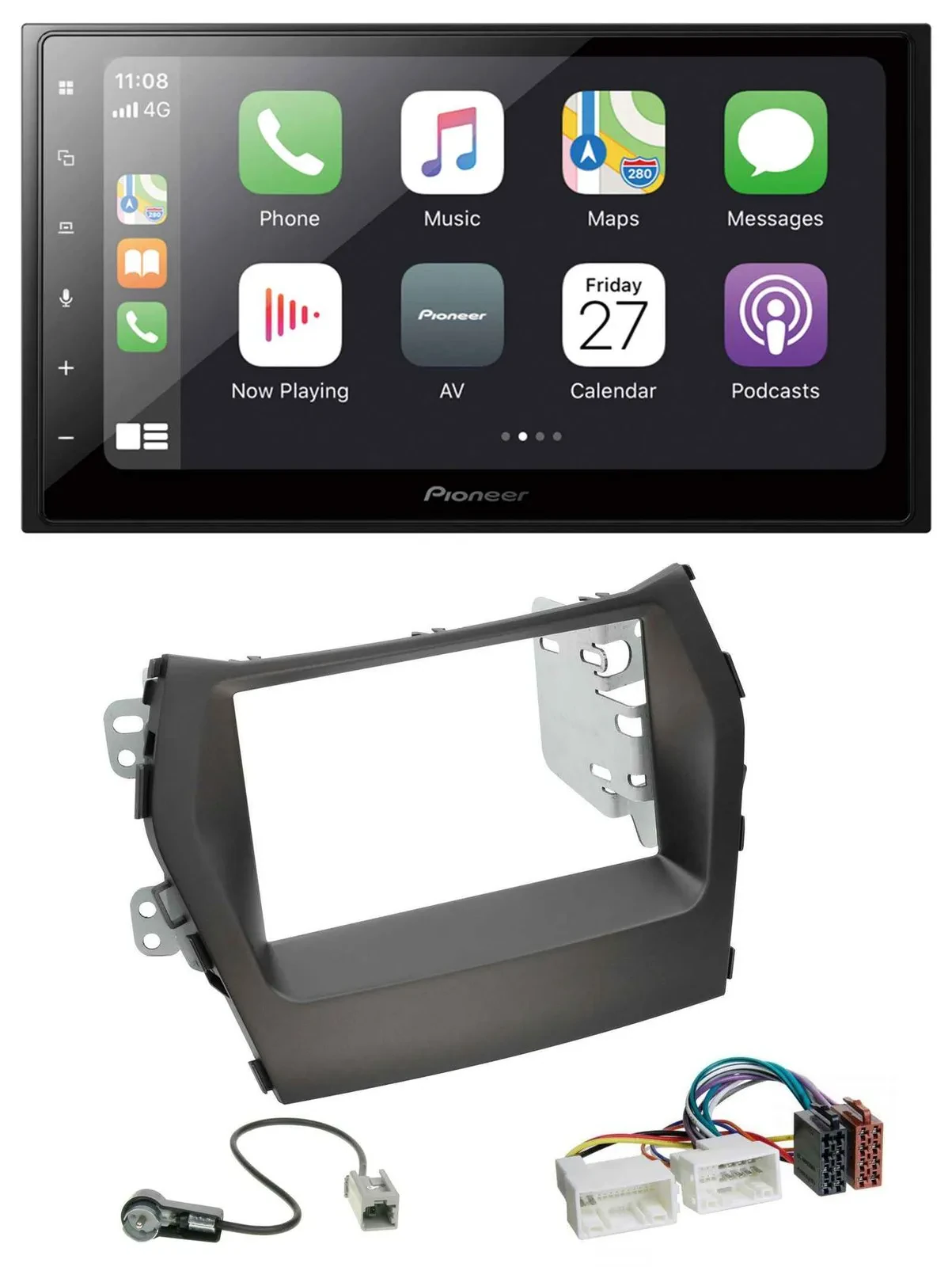 Автомагнитола для Hyundai Santa Fe (с 2012, без навигации) Pioneer 2 DIN, Bluetooth, USB, DAB, MP3