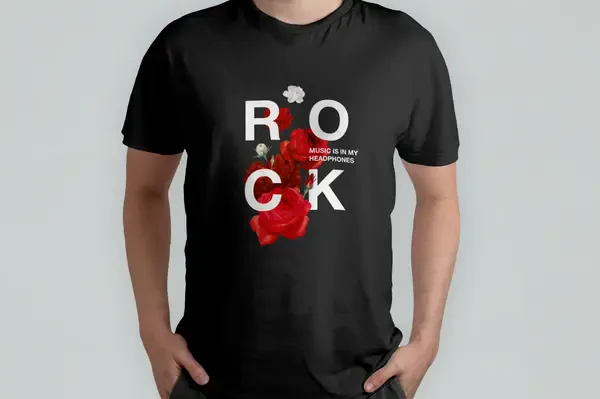 Футболка Popmerch MBS112 "Rock Flowers" черная, мужская, размер S