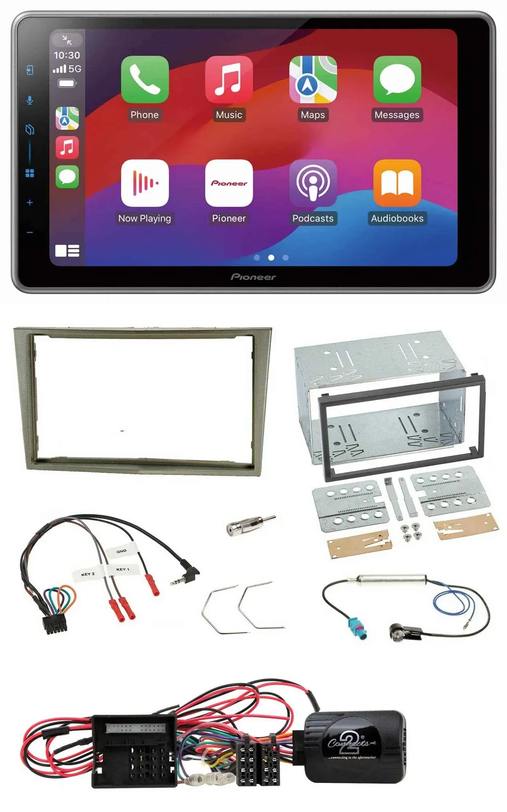 Pioneer Lenkrad USB DAB Bluetooth 2DIN Autoradio für Opel Corsa D satin-stone 09