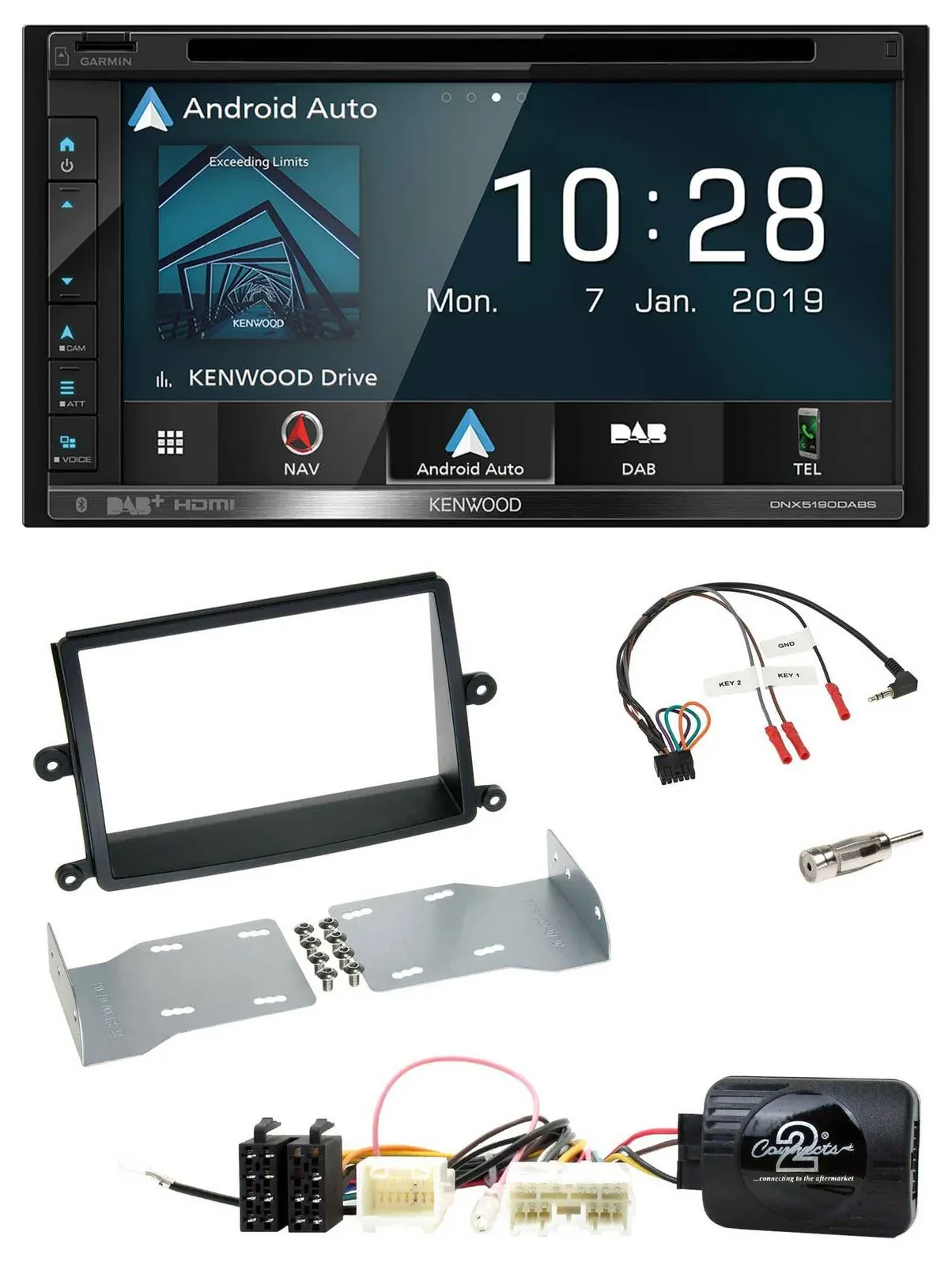 Kenwood DAB TMC USB 2DIN Lenkrad Bluetooth Navigation für Mitsubishi L200 06-15