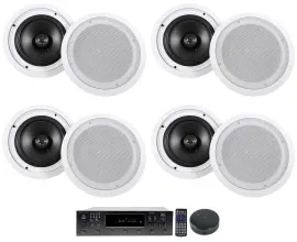 Technical Pro 6000w 6-Zone Home Bluetooth Amp+8) Ceiling Speakers+Wifi Receiver