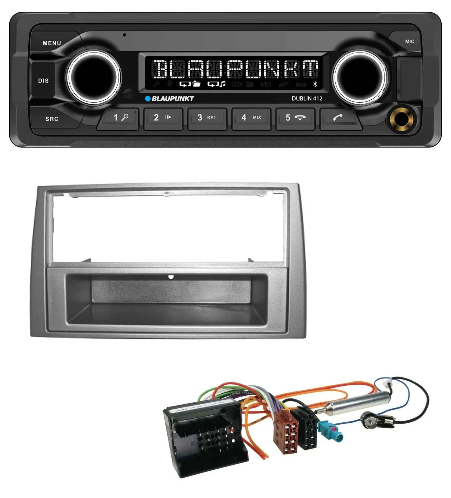 Автомагнитола Blaupunkt MP3, Bluetooth, USB, AUX для Peugeot 308 (2007-2009), тёмно-серебристая