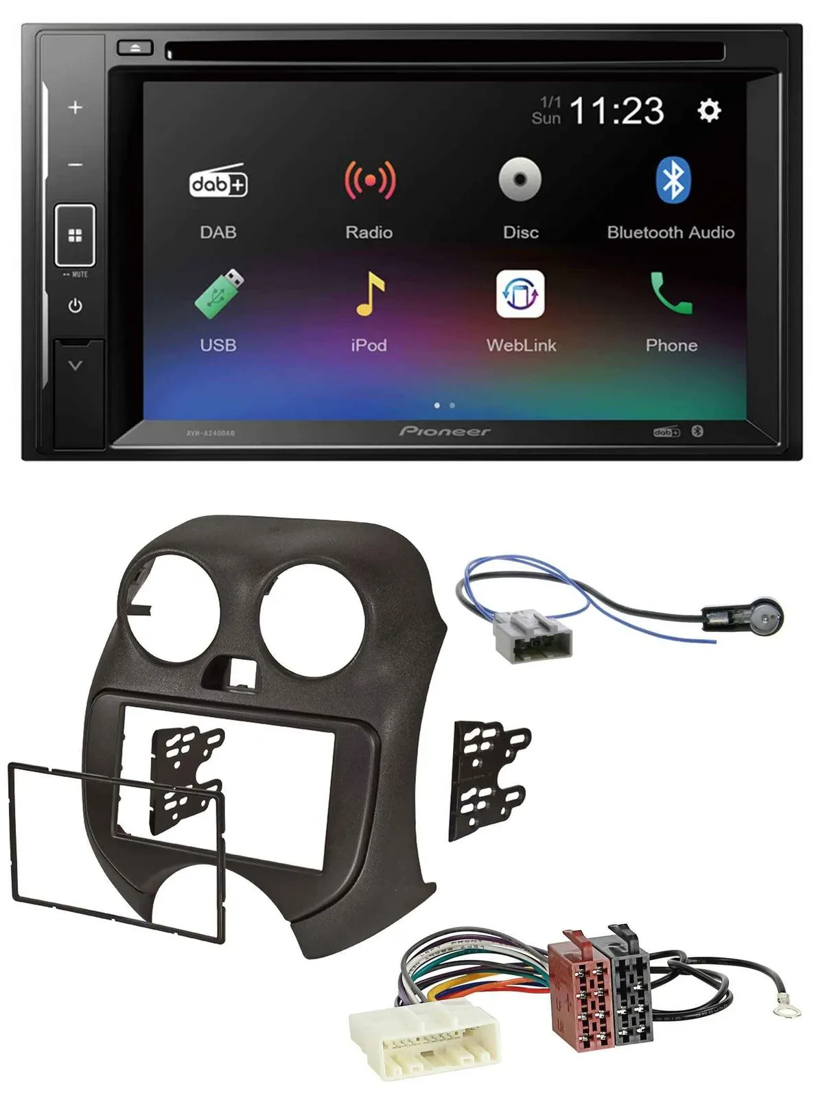 Pioneer Bluetooth MP3 USB 2DIN DAB DVD Autoradio für Nissan Micra (10-13)