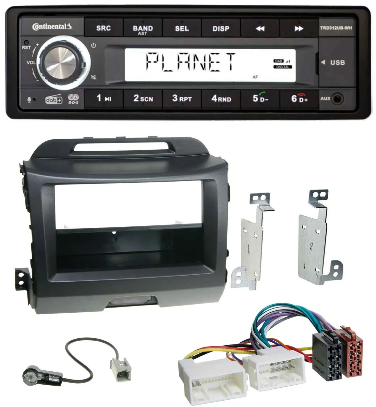 Continental USB 1DIN AUX DAB MP3 Autoradio für Kia Sportage 3 SL 10-15 schwarz
