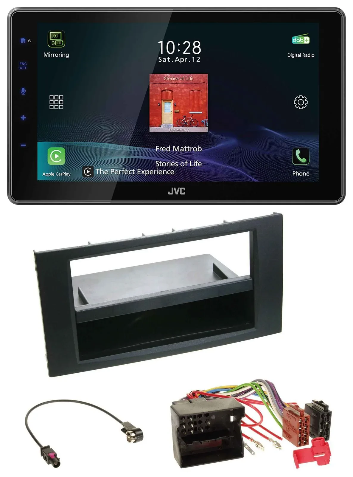 JVC DAB MP3 Bluetooth USB Autoradio für Ford Focus C-Max S-Max Galaxy 03-07 schw