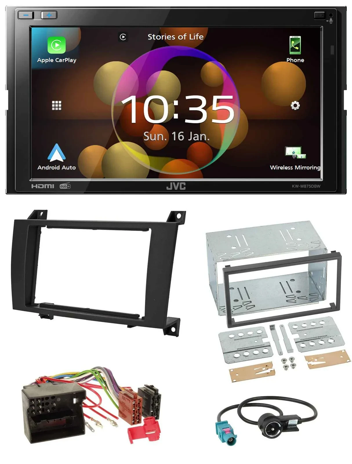 Автомагнитола для Mercedes SLK R171 2004–2011 JVC 2DIN, DAB, Bluetooth, USB, MP3