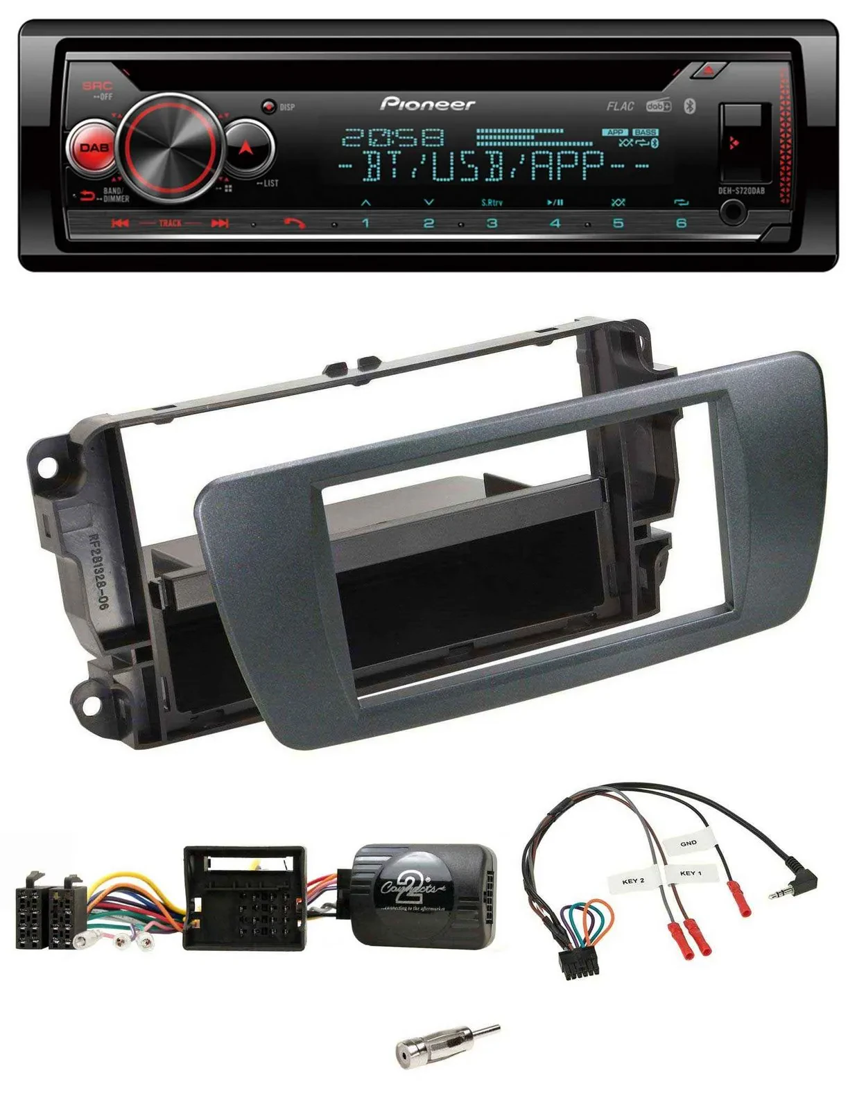 Автомагнитола Pioneer DAB, CD, Bluetooth, USB для Seat Ibiza, черный