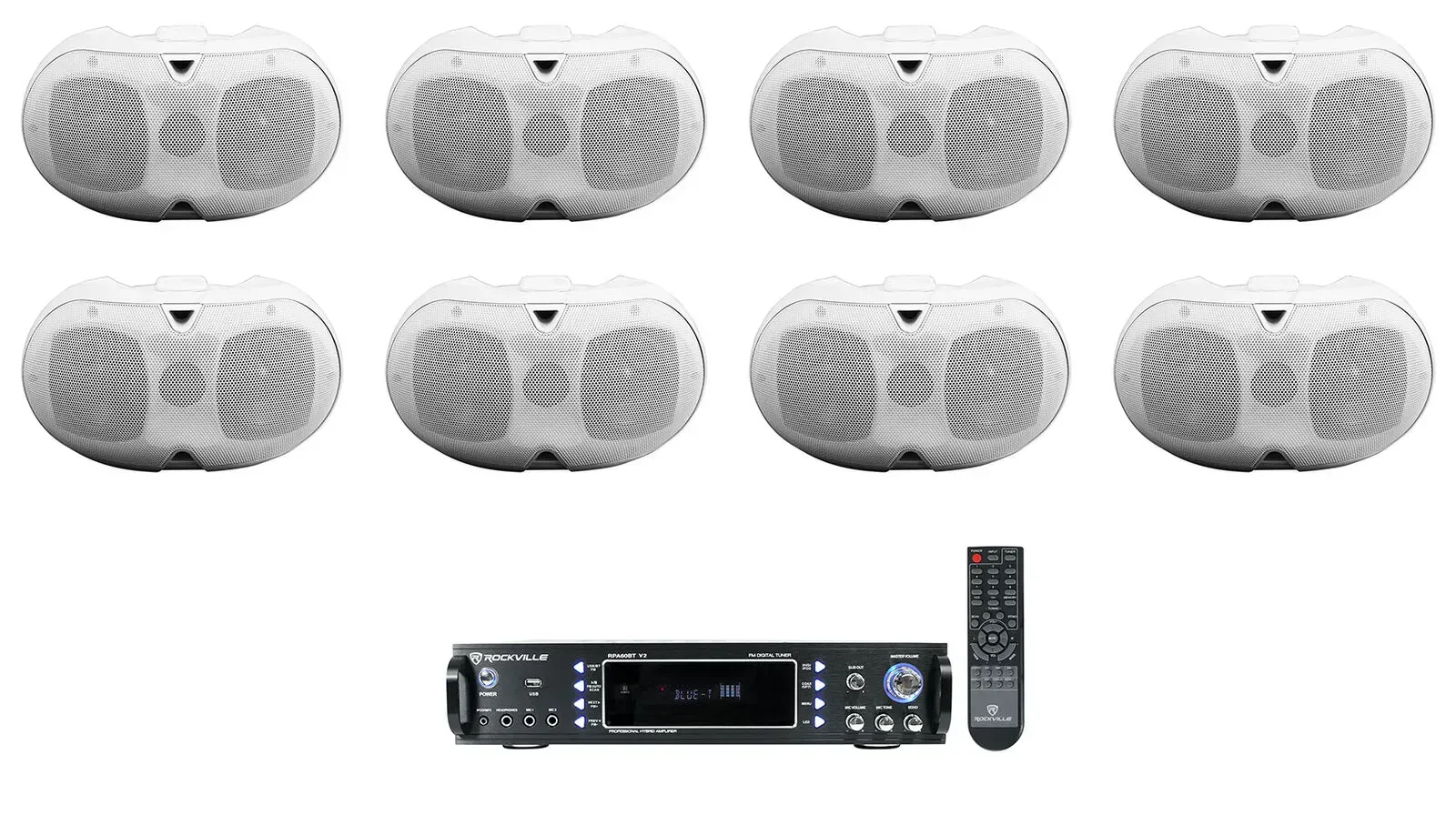 Настенная акустика Rockville D4-16 White с усилителем (8 штук)