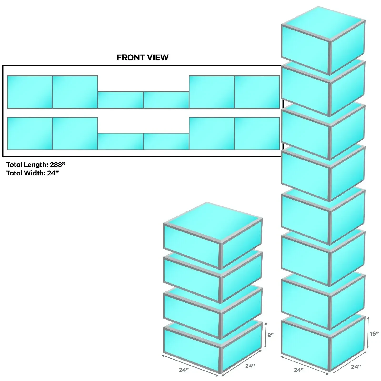 ProX XSA DJ Stage Platforms 24" x 24" x 8" High Sections & (8) 16" High Sections