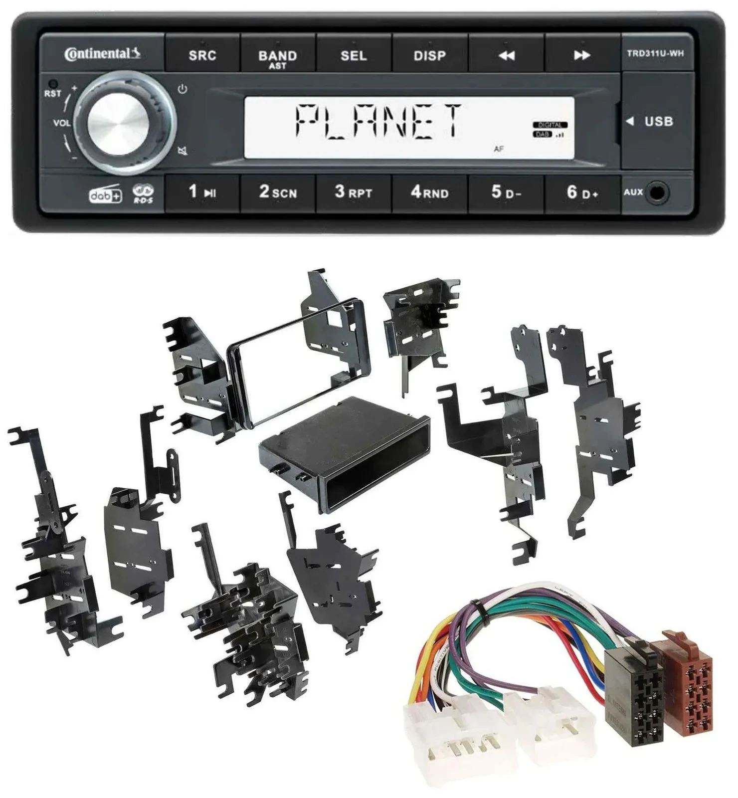 Автомагнитола Continental 1-DIN MP3 USB AUX DAB для Toyota Highlander/Matrix/RAV4