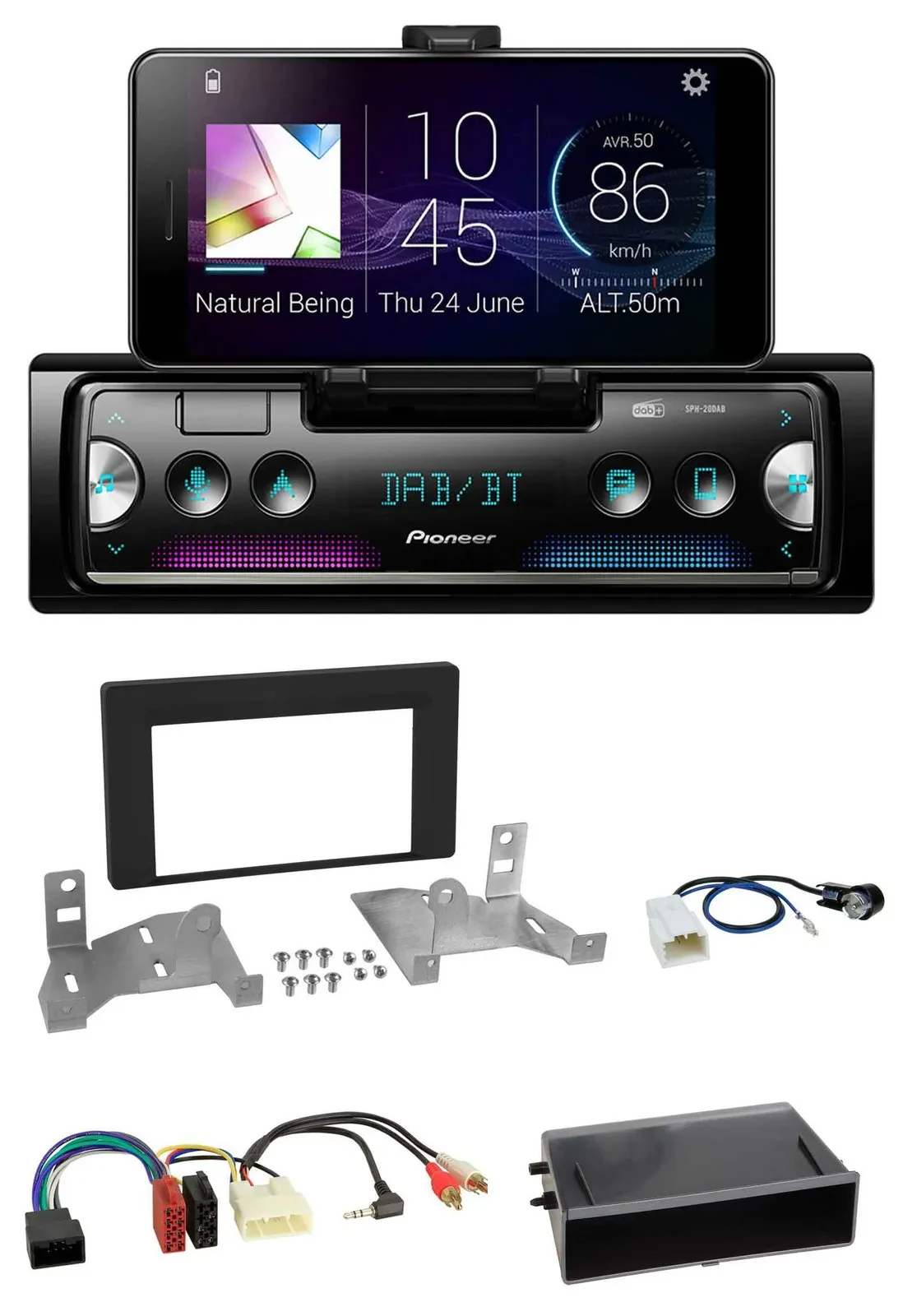 Pioneer USB MP3 Bluetooth DAB Autoradio für Toyota Aygo AB7 ab 2022 mattschwarz