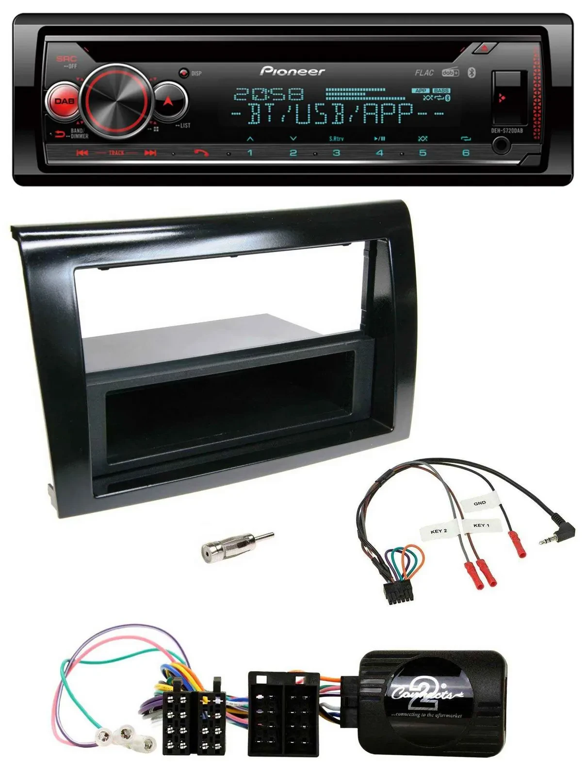 Автомагнитола Pioneer DAB CD Bluetooth USB для Fiat Bravo 2007–2014 с поддержкой кнопок на руле