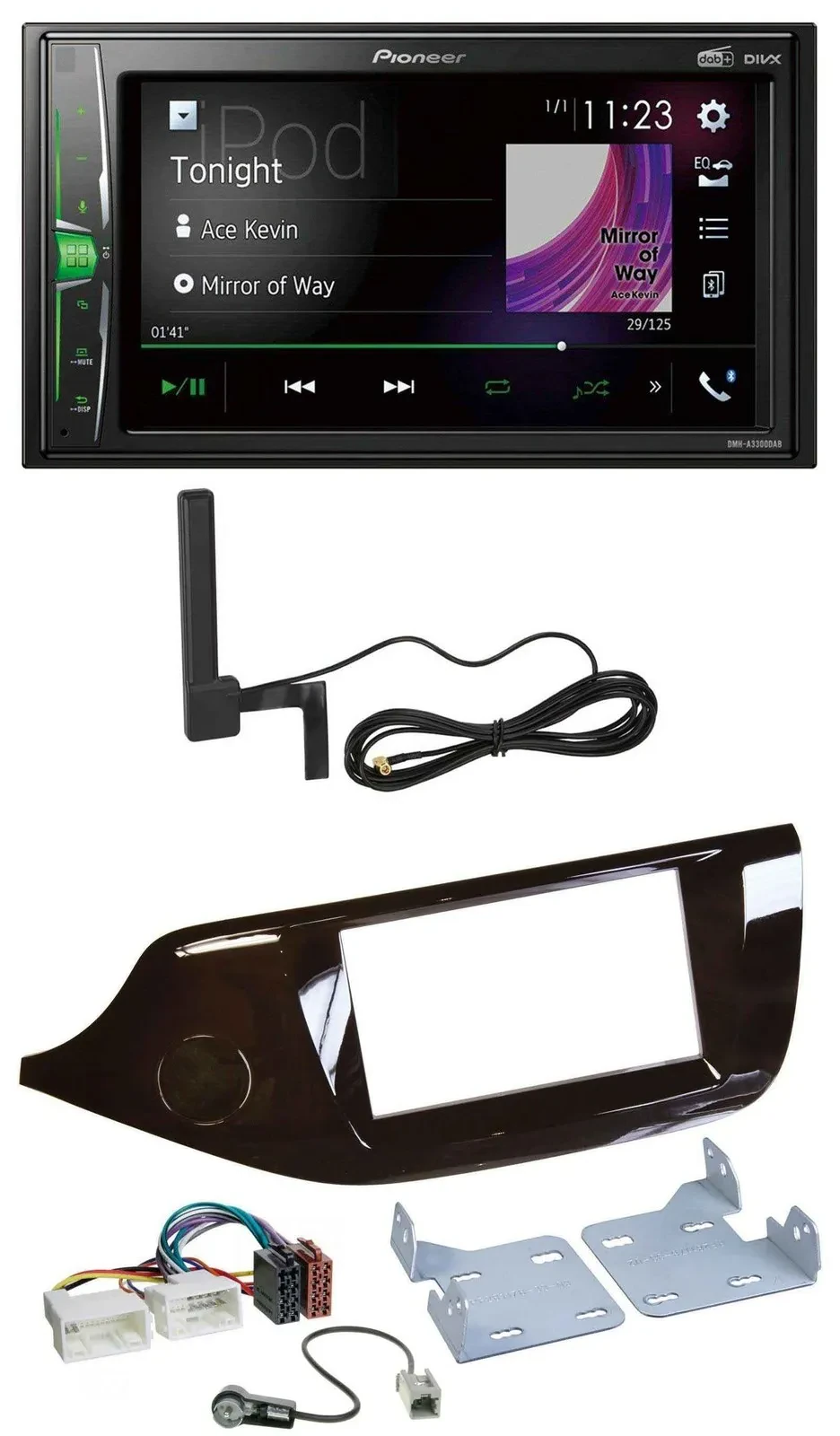 Автомагнитола Pioneer 2-DIN DAB, Bluetooth, MP3, AUX для Kia Ceed (с 2012), глянцевая