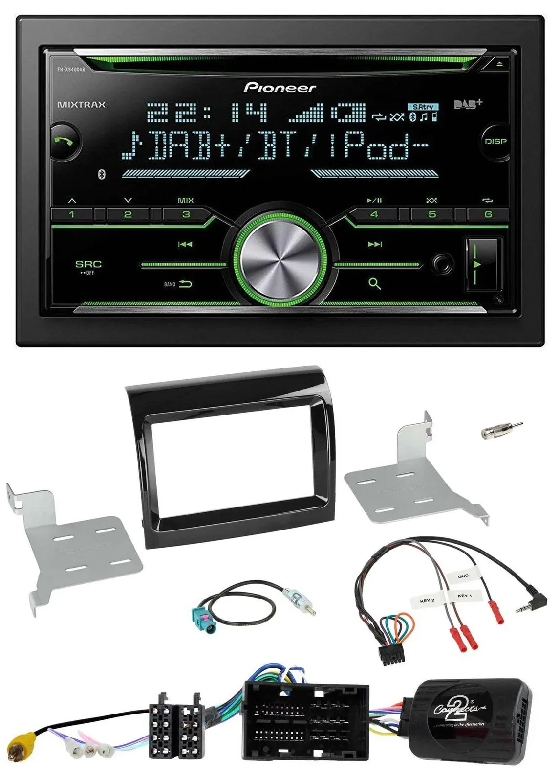 Pioneer Bluetooth Lenkrad DAB 2DIN USB CD Autoradio für Citroen Fiat Peugeot 201