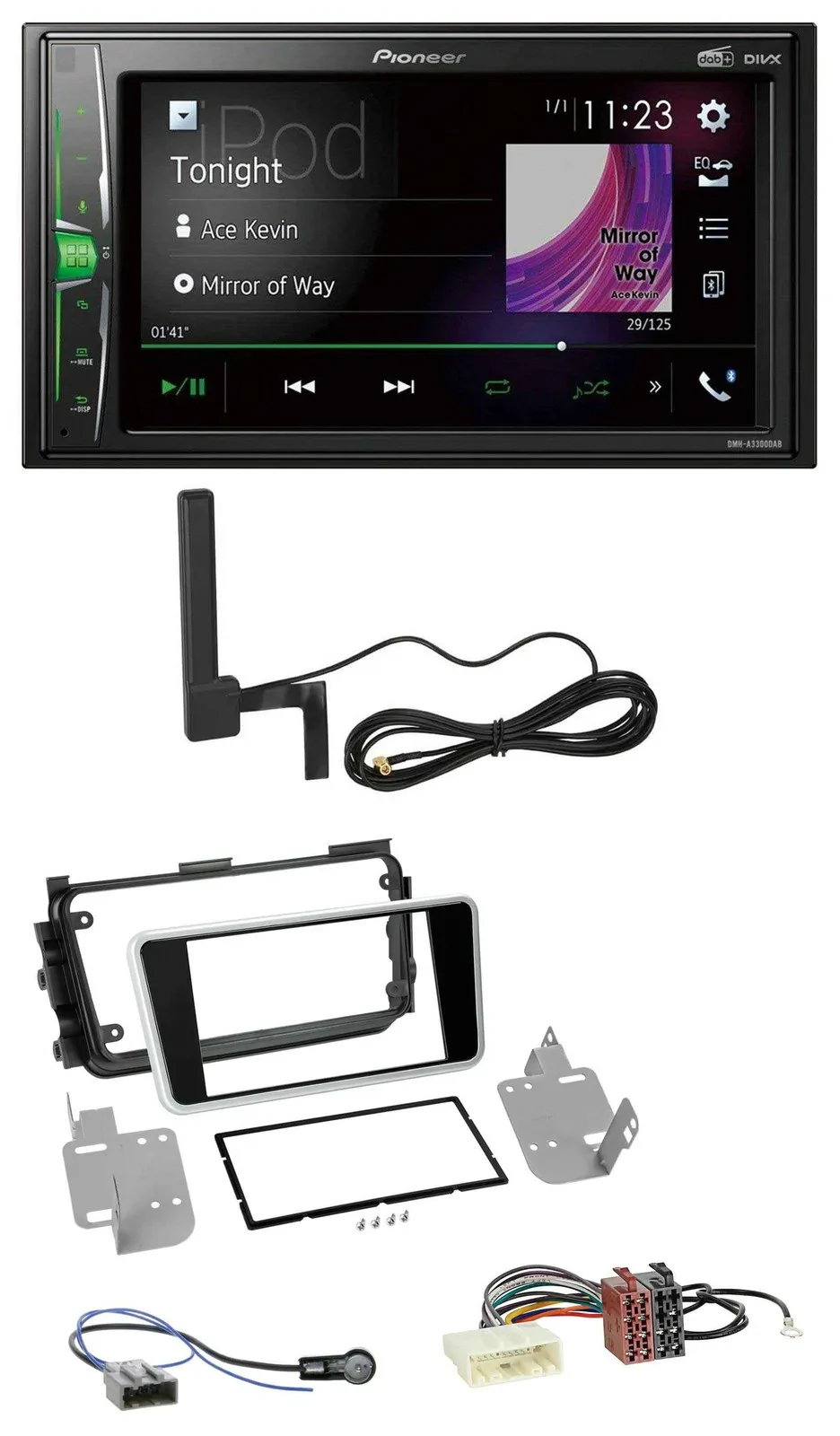 Pioneer MP3 DAB AUX 2DIN Bluetooth Autoradio für Nissan Micra ab 2017 schwarz gl