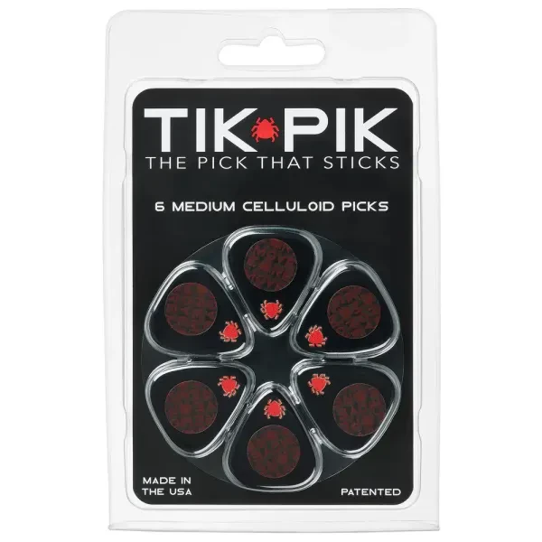 Медиаторы Tik Pik Stick-On Celluloid Medium Black (6 штук)