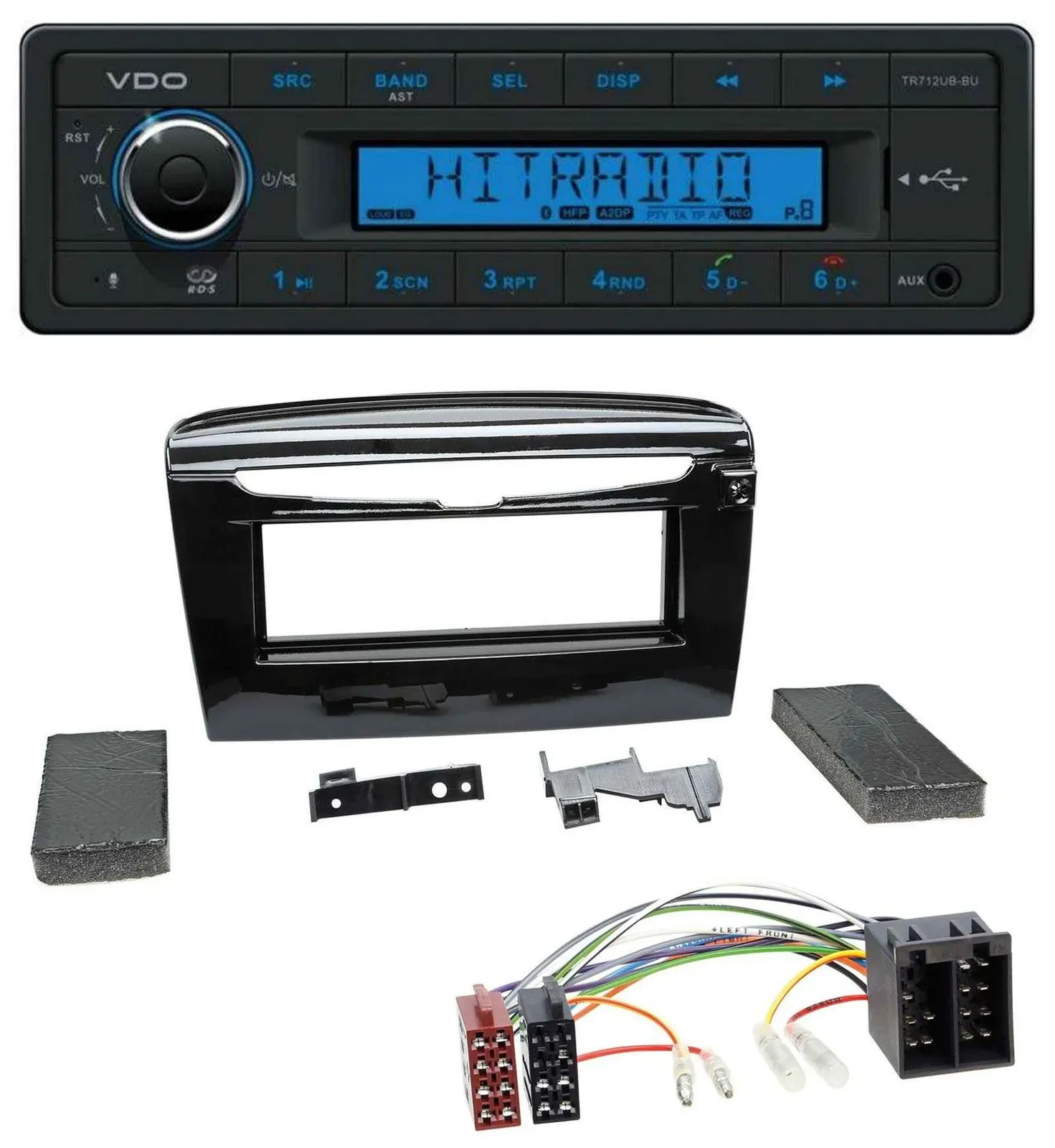 Автомагнитола VDO для Lancia Y (с 2012) Bluetooth, USB, AUX, MP3, черный глянец