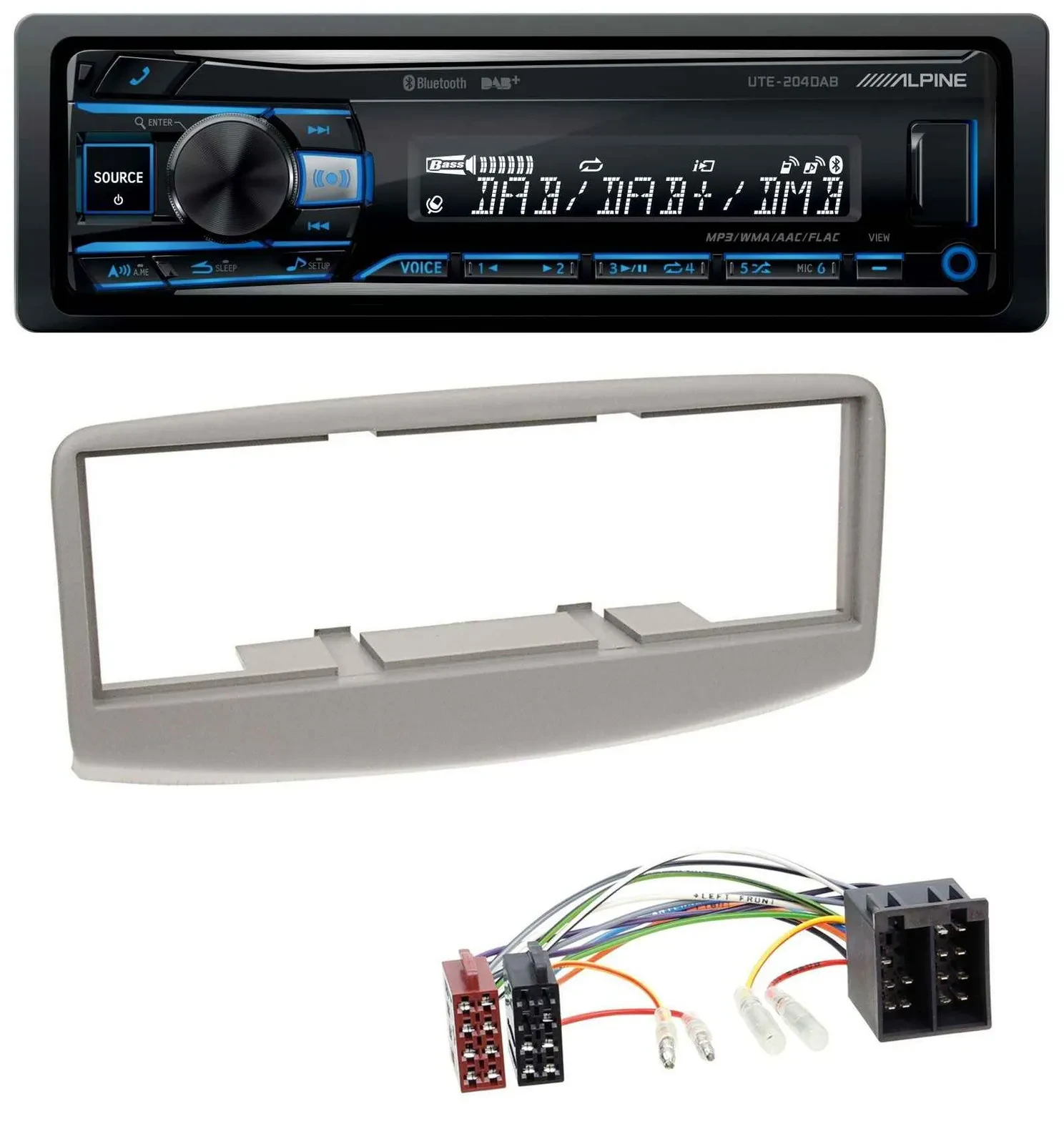 Alpine USB Bluetooth DAB MP3 Autoradio für Fiat Multipla 186 1999-2010 grau