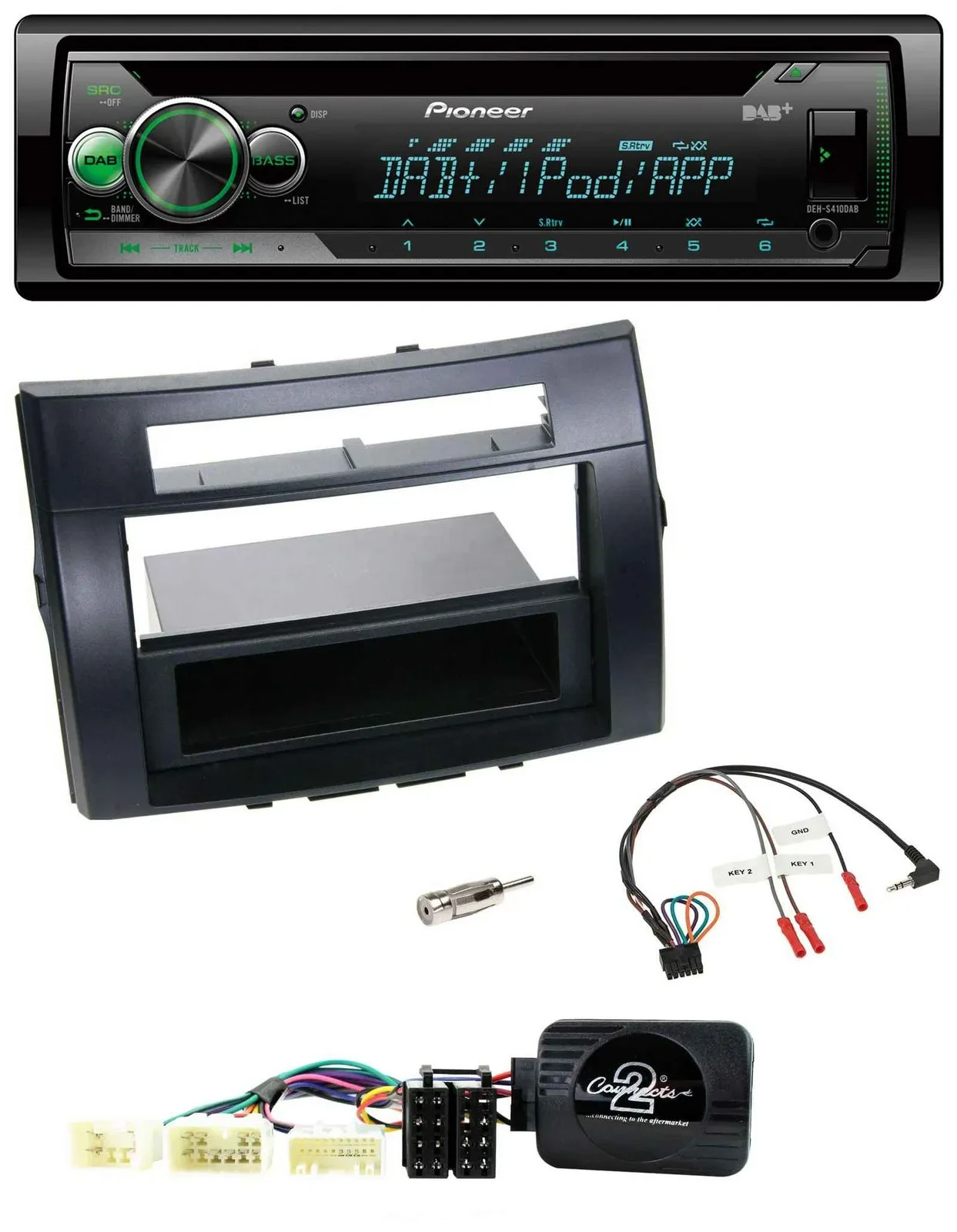 Pioneer USB MP3 DAB Lenkrad CD Autoradio für Toyota Corolla Verso 04-07 schwarz