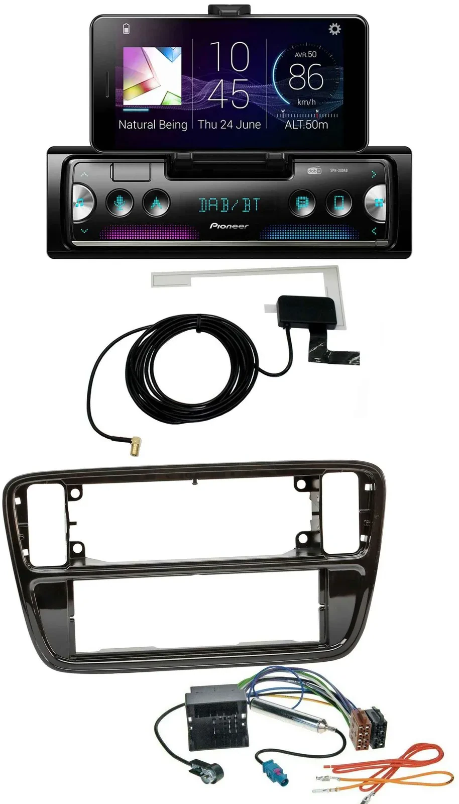 Pioneer DAB Bluetooth MP3 USB Autoradio für VW Up AA AAN 2011-2016 piano black