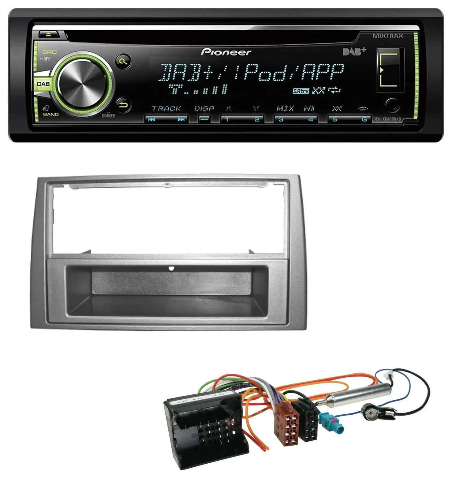 Pioneer DAB USB MP3 AUX CD Autoradio für Peugeot 308 07-09 dunkelsilber