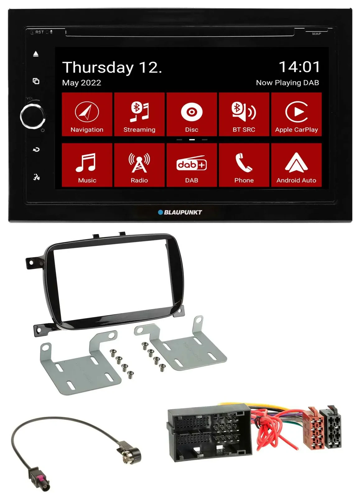 Blaupunkt MP3 DVD Bluetooth DAB 2DIN USB Autoradio für Fiat 500X ab 2016 klavier
