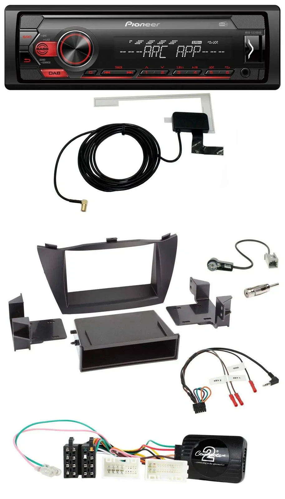 Автомагнитола Pioneer 1DIN USB DAB MP3 для Hyundai ix35 (2010–2013), черная